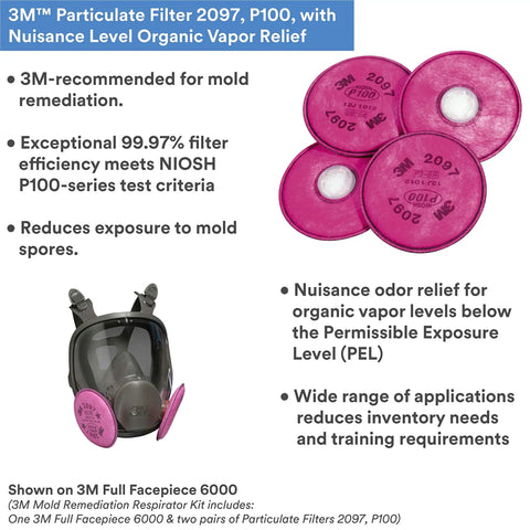 Full Face Respirator Kit For Mold Remediation 6900, Reusable, Large, with 2097 P100 Particulate Filters, industrial gear