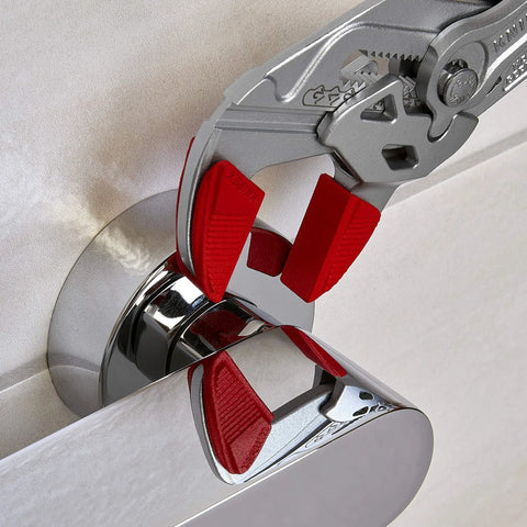 Jaw Protectors For 10 Inch Pliers Wrench With Etched Adjustment Scale Fits Only New Models 86 XX 250 V01 in use on chrome fixture