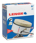 Bi-Metal Hole Saw With Speed Slot For Metal Cutting, T3 Technology, 4-1/2 Inch packaging showing product features