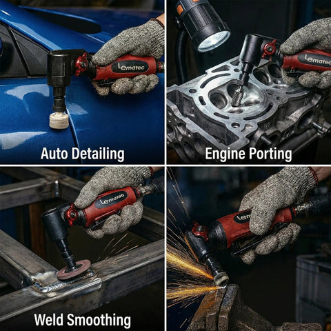 Air Die Grinder With Adjustable Swivel Head And 20000 RPM Pro Grade Portable Pneumatic Tool used in auto detailing and weld smoothing