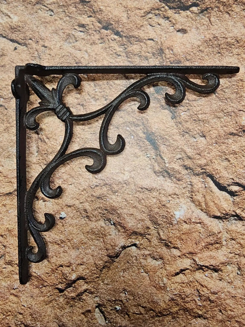 Built Tough Cast Iron Shelf Bracket Set 10 By 10 Inches With Ornate Fleur De Lis Design Decorative Wall Shelf Support Matte