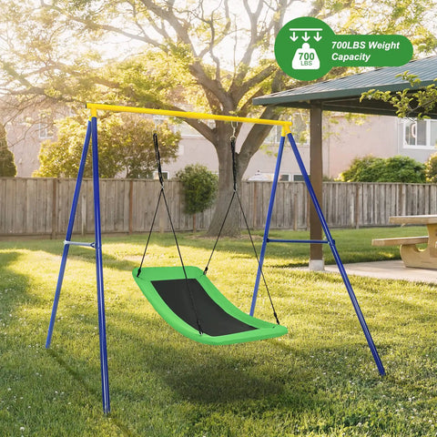 Giant 60 Inch Platform Tree Swing for Kids and Adults Indoor Outdoor Large Swing with Oxford Fabric Adjustable Hanging Ropes