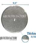 9-1/2 Inch Round X 3/32 Center Hole Flat Range Hood Aluminum Grease Filter Replacement