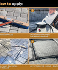 Steps showing application of Pro Grade Wet Look Concrete And Paver Sealer 5 Gallon Water Based Acrylic Coating on pavers.