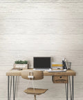 Shiplap Peel And Stick Wallpaper White And Off White Removable Easy DIY Wall Decor For Rentals And Home Refresh on office wall
