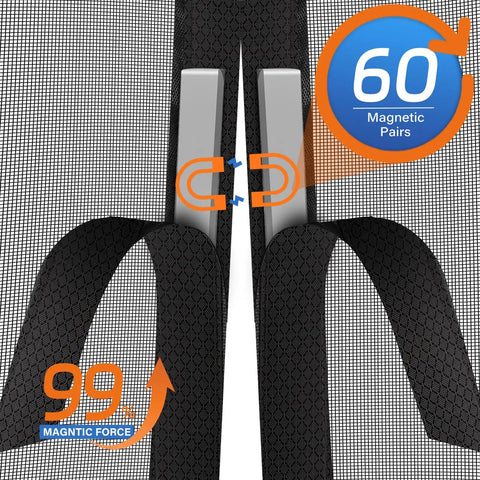Upgraded PET Mesh Magnetic Screen Door With Hands Free Entry That Is Stronger Than Fiberglass And Polyester Keeps Bugs Out focus on magnets