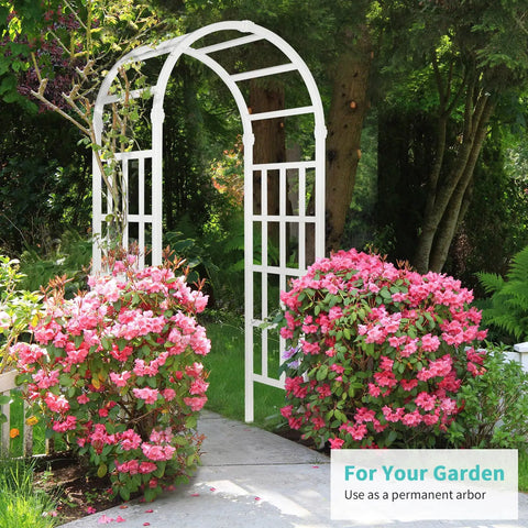 White Vinyl Garden Arbor For Weddings And Outdoor Parties PVC Arch Backdrop For Ceremony Garden Trellis For Climbing Plants Easy Setup