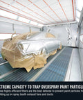 Heavy-Duty 24 Inch By 300 Foot Fiberglass Paint Arrestor Filter Roll in spray booth exhaust system, capturing overspray