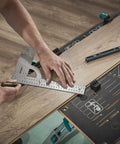 Using Pro Shop Grade Universal Angle And Try Square Measuring Marking And Cutting Tool for precise cuts on wood.