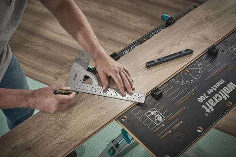Using Pro Shop Grade Universal Angle And Try Square Measuring Marking And Cutting Tool for precise cuts on wood.