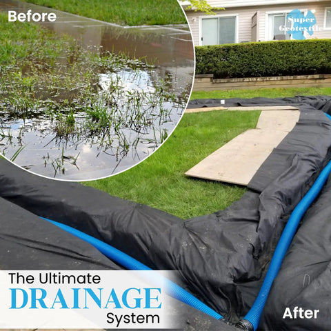 Heavy Duty 6 Oz Geotextile Fabric For Landscaping And Drainage Projects Non Woven Underlayment And Erosion Control For French Drains Construction Jobs That Get It Done Tough As Nails With Easy Cut Fit Roll 3X50 installation.