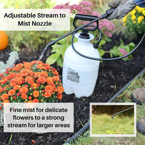 One Gallon Lawn And Garden Sprayer With Translucent Tank Easy Refill Funnel Top Adjustable Poly Cone Nozzle for Precise Spraying