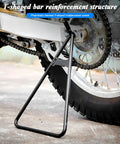 Triangular Motorcycle Stand For Dirt Bikes And Supermoto Motocross installed on rear wheel