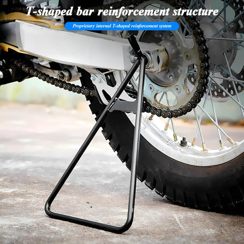 Triangular Motorcycle Stand For Dirt Bikes And Supermoto Motocross installed on rear wheel