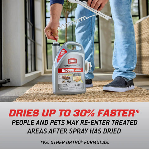 Indoor Insect Killer Spray With Wand Builds A Tough Shield Against Roaches, Ants, Spiders, Ticks And Fleas Ready To Use 1 Gallon with extended reach wand.