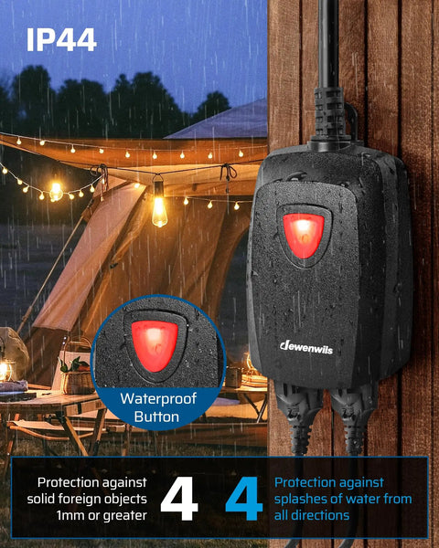 Outdoor Dimmable String Light Dimmer with 100 Foot Control Range Weatherproof 125V Dimmer Switch in rainy setting