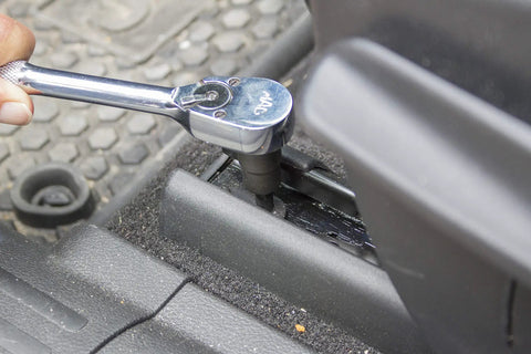 Mortorq Super Socket Set Five Piece For Three Eighth Inch Drive in use on car interior component with MTS socket head