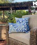 Set Of 2 Waterproof Outdoor Throw Pillows With Inserts, 18x18 Inch Square Cushions For Patio Furniture on wicker chair