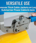 Submariner Cable Jacket Slitter For Large Fiber Ducts And Heavy Duty Telephone Cables up to one and a half inch diameter in use