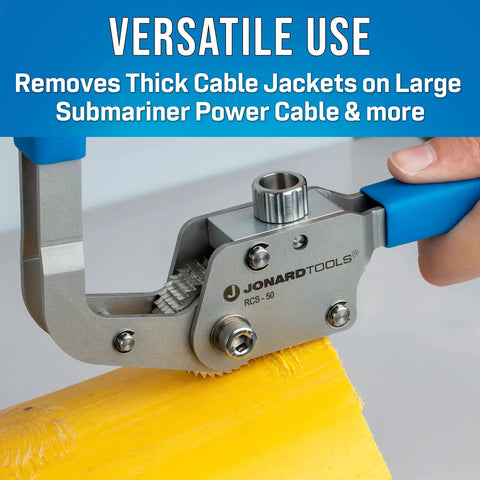 Submariner Cable Jacket Slitter For Large Fiber Ducts And Heavy Duty Telephone Cables up to one and a half inch diameter in use