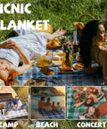 Oversized Picnic Blanket 80 By 80 Inches Waterproof And Sandproof For Beach Park Camp Ground Mat during a picnic with food and drink