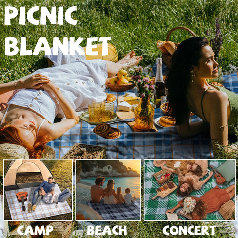 Oversized Picnic Blanket 80 By 80 Inches Waterproof And Sandproof For Beach Park Camp Ground Mat during a picnic with food and drink