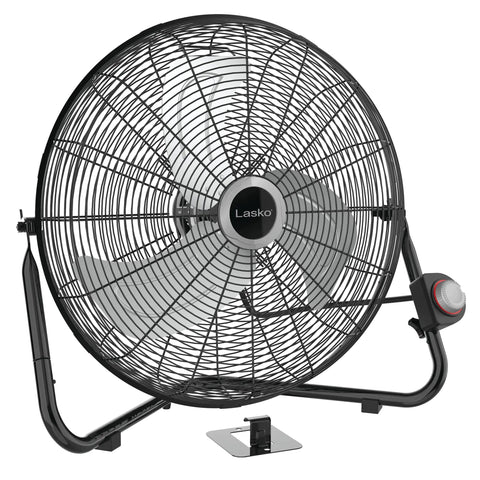 20 Inch Black High Velocity Wall Mount Fan With Pivoting Head, Three Speed Settings, Converts From Wall Mount To Floor Fan