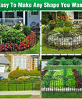 10 Panel Collapsible Garden Fence For Dogs And Rabbits Black Rustproof Metal Wire Arched Border 10 Ft Long 24 In High