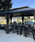 12 By 20 Ft Permanent Hardtop Aluminum Gazebo With Rock Solid Galvanized Steel Roof And Double Roof Design For Patio Lawn And Garden Includes Curtains And Netting Grey shown in outdoor setting.