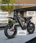 Robust Electric Dirt Bike Duo For Teens And Adults With Full Suspension Powerful Motors crafted for tough terrains with 20" fat tires.