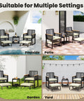 Chill Outdoor 5 Piece Wicker Rattan Conversation Set Poolside, Patio, Garden, Yard View