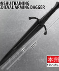 Training Medieval Arming Dagger For Sparring And Practice, 19.5 Inch, Durable Polypropylene, Textured Black Handle