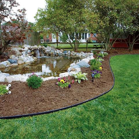 Installed Pound-In Lawn Edging With Bonus Anchoring Stakes for Easy DIY Landscape Border, 4.5 Inch Straight-Top Plastic Garden Border Kit