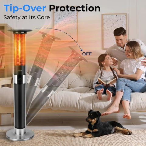 Crank Up The Cozy With This Portable Infrared Patio Heater Tower With Remote Control 1500W ETL Certified indoor use