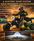 212cc 4 Stroke Off Road Go Kart With CVT Automatic Transmission Hydraulic Disc Brakes Electric Start LED Headlight Black Beast in desert