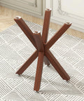 28 Inch Heavy Duty Table Legs With Suction Cups And Pre Drilled Holes Fit Glass Marble Wood Tops For DIY Desk And Coffee Table Bases In Walnut Color And Built To Last, showing an assembled walnut table leg set on rug.