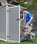 5x3 Ft Outdoor Storage Shed With Floor All Weather Resin Construction Window And Lockable Door Waterproof Plastic Tool Storage