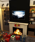 Battery Powered Wall Lamp Sconce Set No Wiring Required Remote Control in a cozy living room with fireplace and Christmas decor