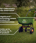 All Season Lawn Care Bundle For Large Northern Yards With EdgeGuard DLX Broadcast Spreader on grass showing features