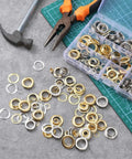 200 Pcs Brass Grommets And Eyelets Kit With Washers For Fabric Clothes Canvas Curtains Bags And Leather Projects Heavy Duty Corrosion Resistant Fasteners In Gold And Silver Finish For DIY Crafts