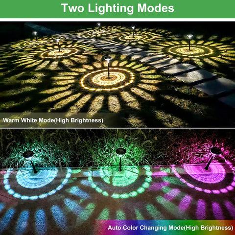 8 Pack Solar Pathway Lights For Backyard And Garden Multicolor And Warm White LEDs IP67 Waterproof Easy Install Outdoor Lawn