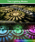 Color Changing And Warm White Solar Pathway Lights 6 Pack For Outdoor Walkways And Lawns, displaying two lighting modes at night