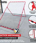 Adjustable 7x5 Volleyball Practice Rebounder Net for Quick Returns Portable Training Gear Game Changer for Bumping Spiking and Serving Angle Adjustable Return Net for Indoor or Outdoor Sessions Coach Designed set up on a driveway.