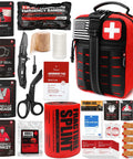 Essential Trauma First Aid Kit With Israeli Bandage Chest Seal Tourniquet Splint And Molle IFAK For Bleeding Control Red