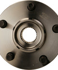 Front view of a heavy duty wheel bearing and hub assembly for Subaru vehicles, featuring corrosion-resistant studs.