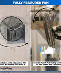 Beastly 30 Inch Oscillating High Velocity Industrial Wall Fan with 2 Speed All Metal Build and Aluminum Blades Installed