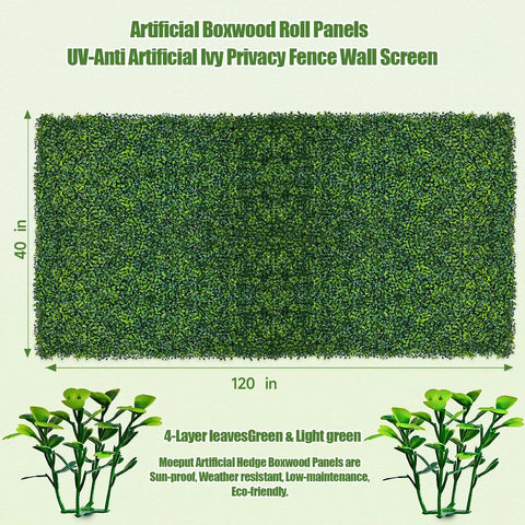 Ivy Privacy Fence Screen 40 By 120 Inch UV Resistant Faux Boxwood Roll Panels For Indoor Outdoor Wall Decor And Privacy Greenery Backdrop