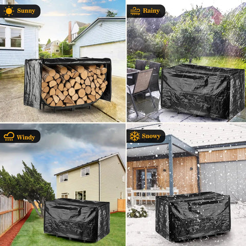40 Inch Heavy Duty Firewood Rack With Cover for Outdoor Use in Various Weather Conditions