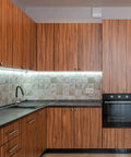 Modern kitchen with wooden cabinets featuring vintage retro brass cabinet knobs set of 6 zinc alloy pulls for bedroom and kitchen.