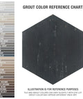 Retro Hex Nero Porcelain Tile For Floors And Walls Dope Hex Pattern Glazed Textured Finish with Grout Color Chart Example